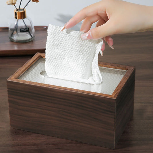 Walnut Colored Wood Tissue Box