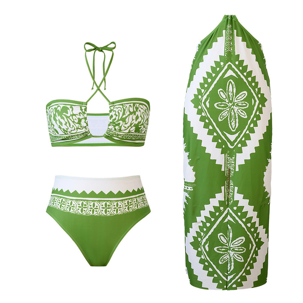 Retro Printed Split Women's Swimsuit