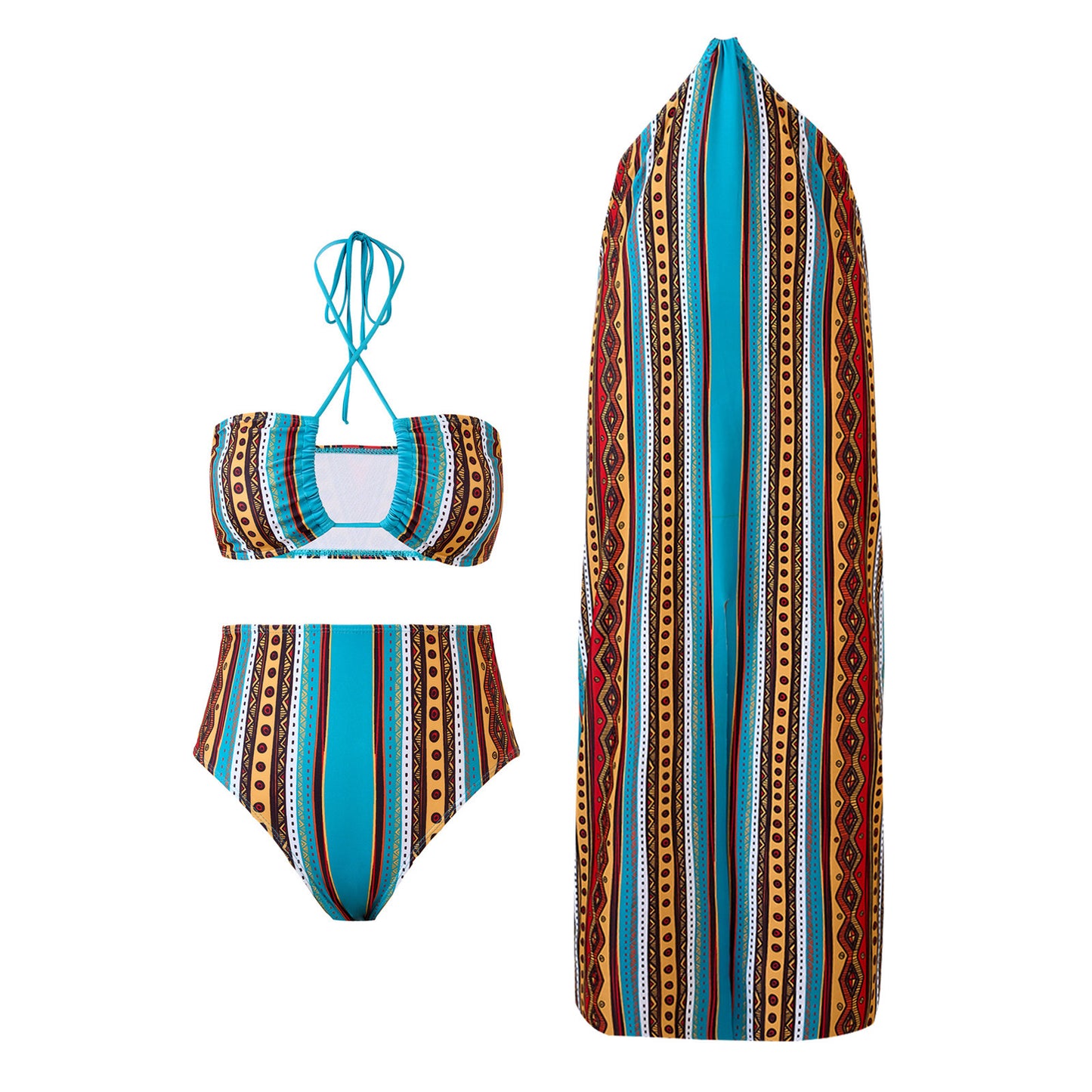 Retro Printed Split Women's Swimsuit