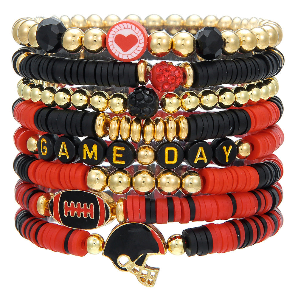 Super Bowl Rugby Game Day Polymer Multi-layer Twin Polymer Clay Bracelet Suit