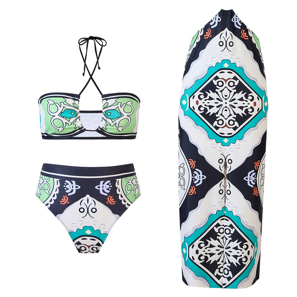 Retro Printed Split Women's Swimsuit