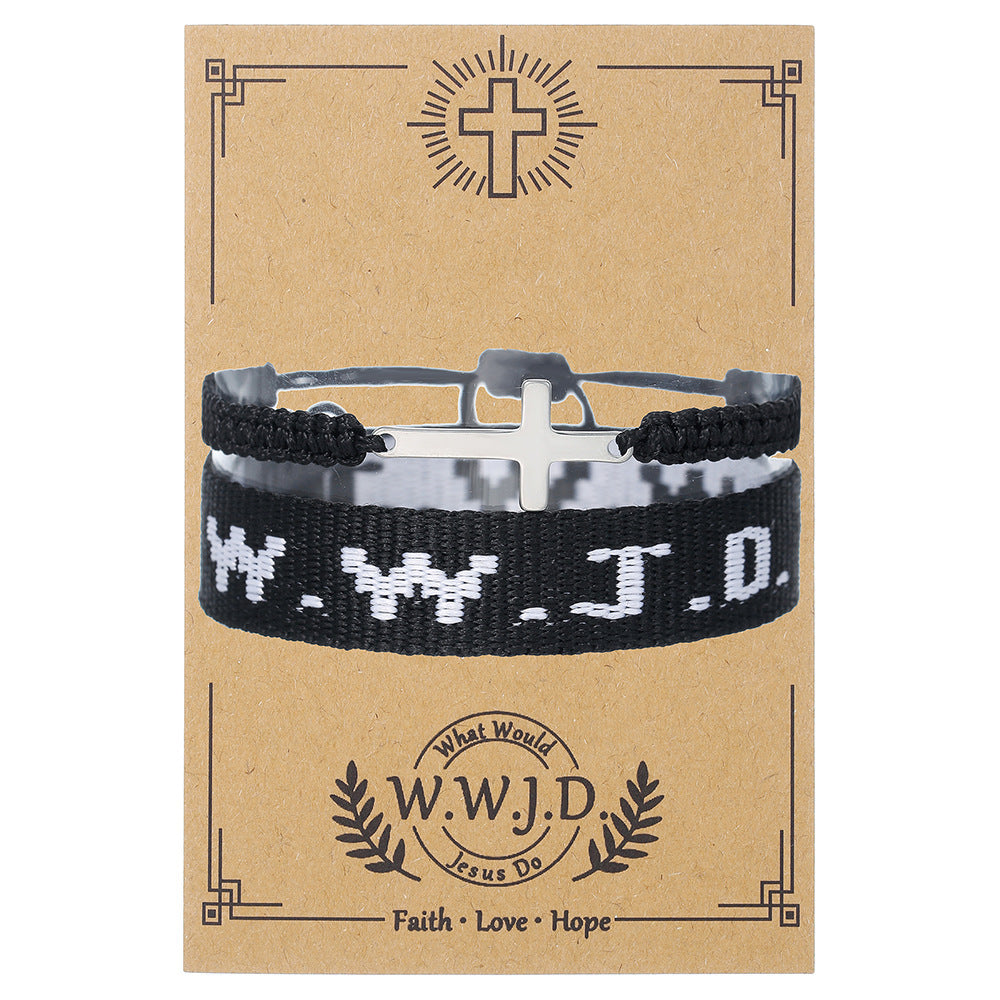 WWJD Letter Bracelet Turquoise Cross Charm Bracelet