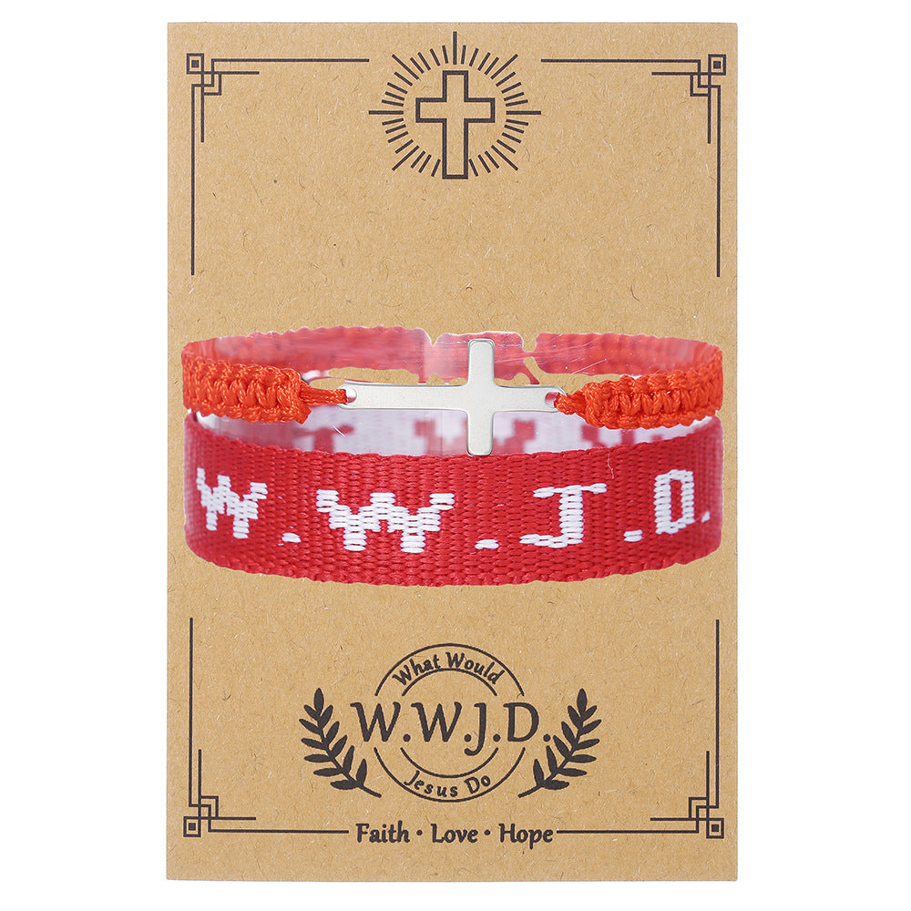 WWJD Letter Bracelet Turquoise Cross Charm Bracelet