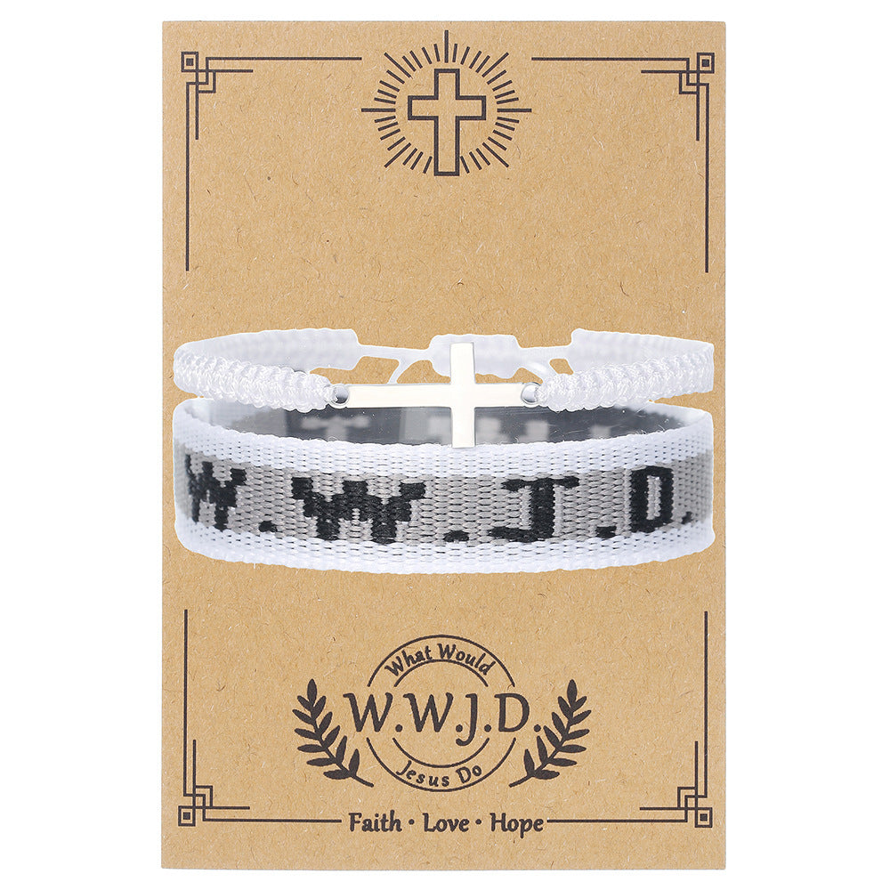 WWJD Letter Bracelet Turquoise Cross Charm Bracelet