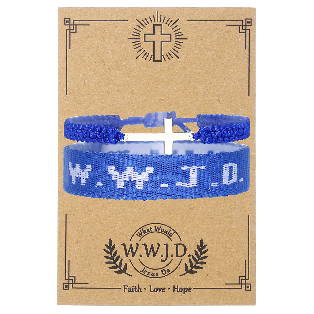 WWJD Letter Bracelet Turquoise Cross Charm Bracelet