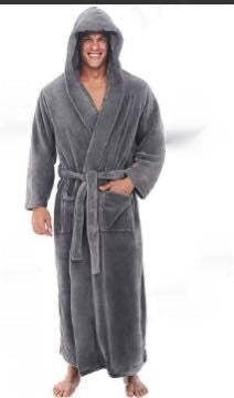 Warm Men's Plus Size Thick Hooded Long Sleeve Nightgown